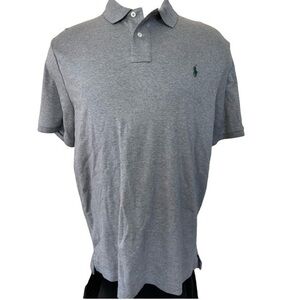 POLO RALPH LAUREN Grey Short Sleeve Polo Shirt Pony Knit, Size XL‎